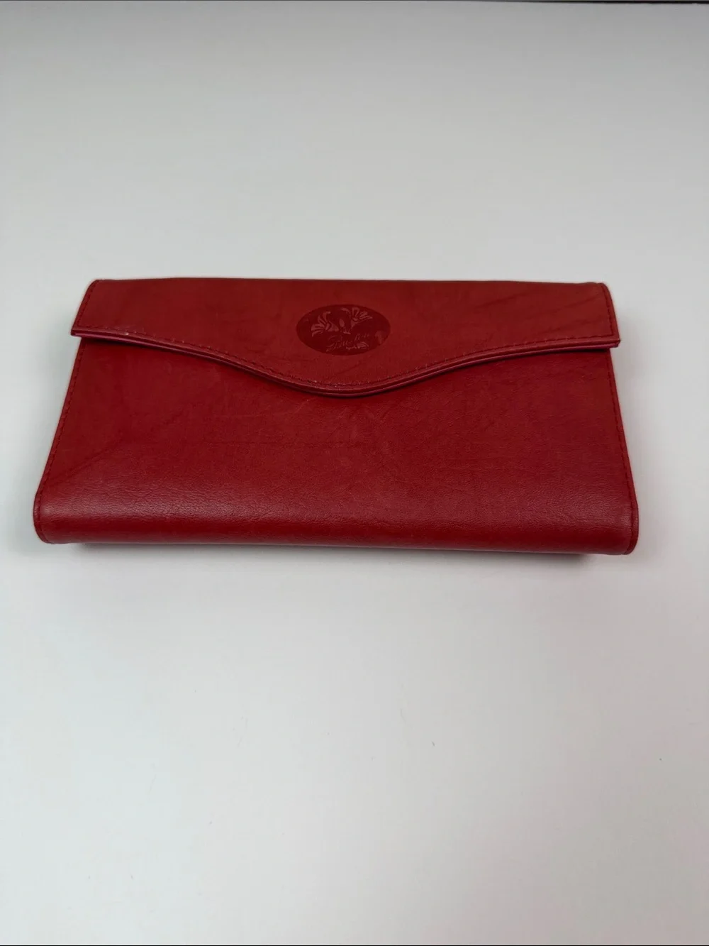 Buxton Genuine Leather Red Checkbook Wallet Vintage Womens Long Bifold Organizer